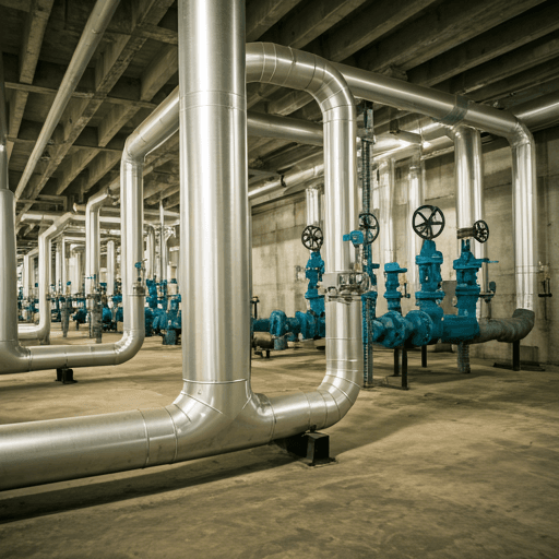 Industrial water pipes and valves facility